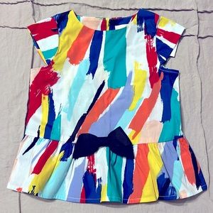 Kate spade baby 18 month peplum top black bow detail brush stroke print 966